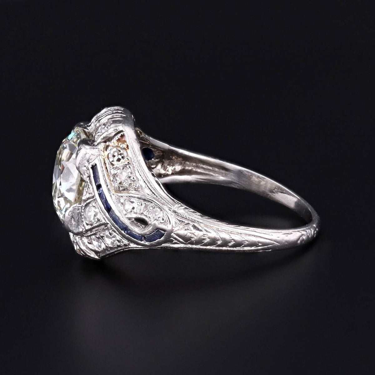 Art Deco Certified Diamond Engagement Ring of Platinum - Trademark Antiques