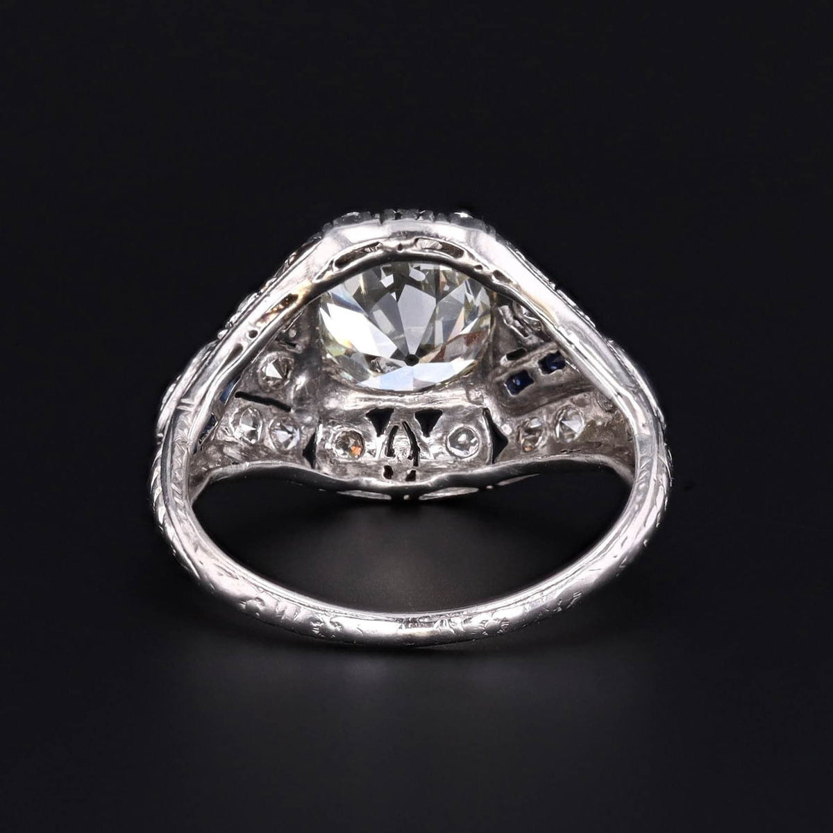 Art Deco Certified Diamond Engagement Ring of Platinum - Trademark Antiques