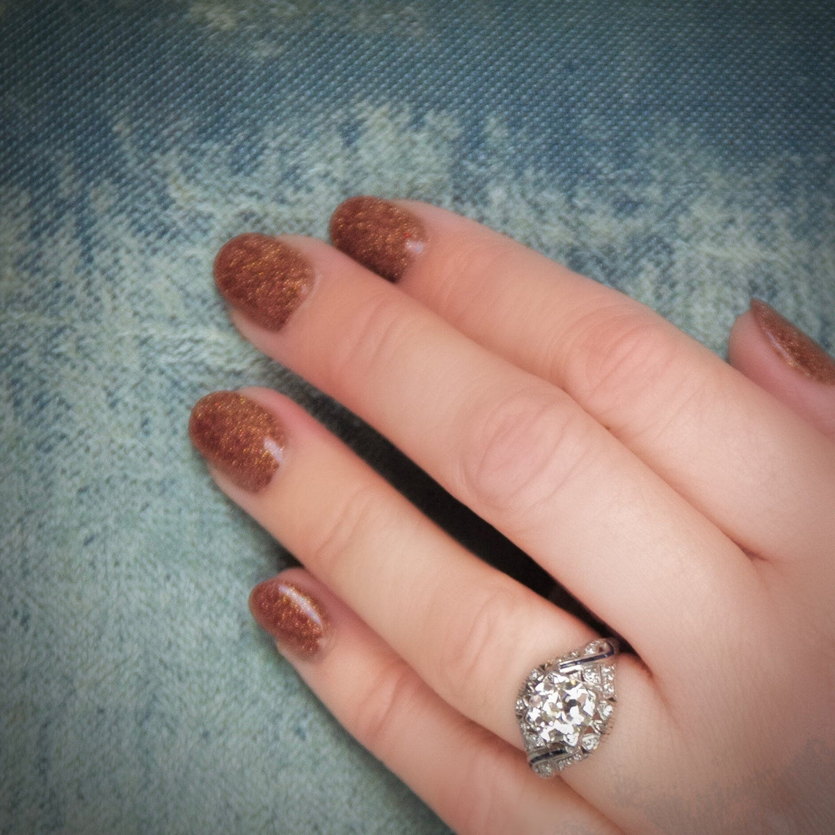 Art Deco Certified Diamond Engagement Ring of Platinum - Trademark Antiques