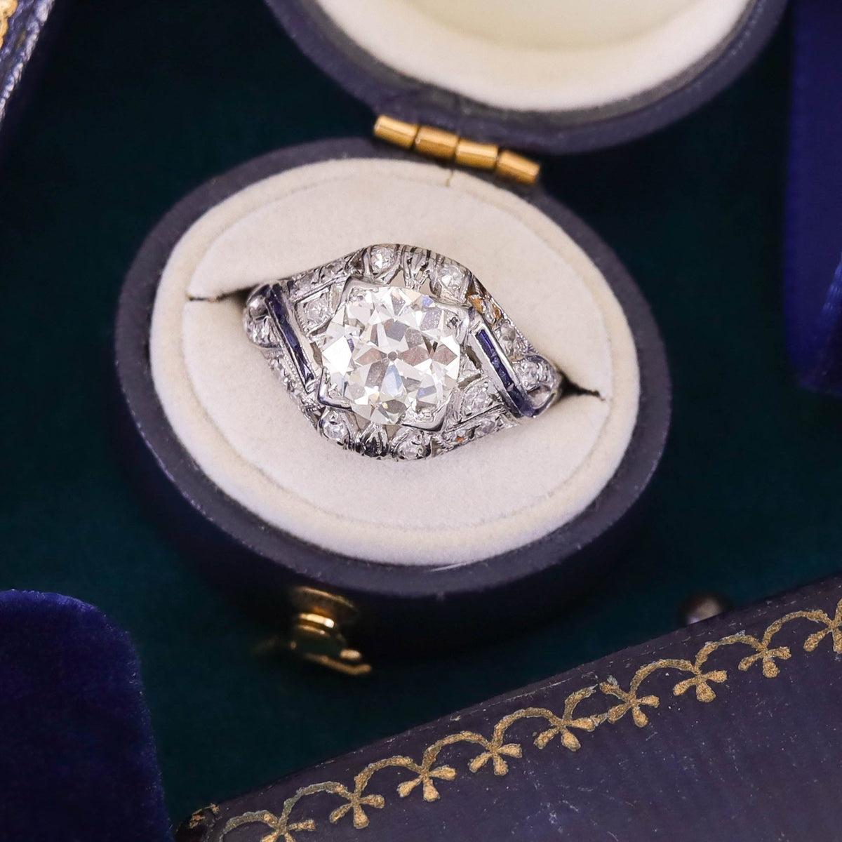 Art Deco Certified Diamond Engagement Ring of Platinum - Trademark Antiques