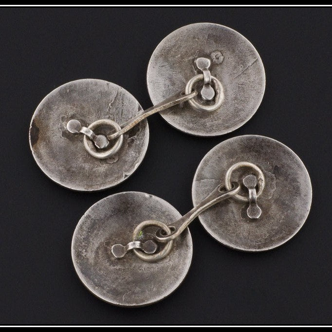 Art Deco Dachshund Dog Cufflinks of Sterling Silver - Trademark Antiques