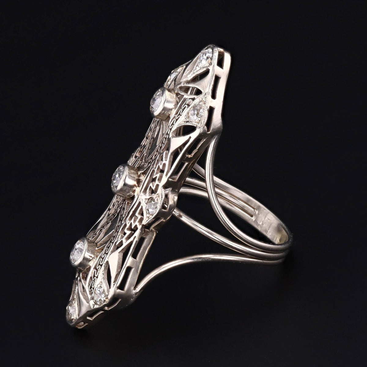 Art Deco Diamond Conversion Ring White Gold - Trademark Antiques