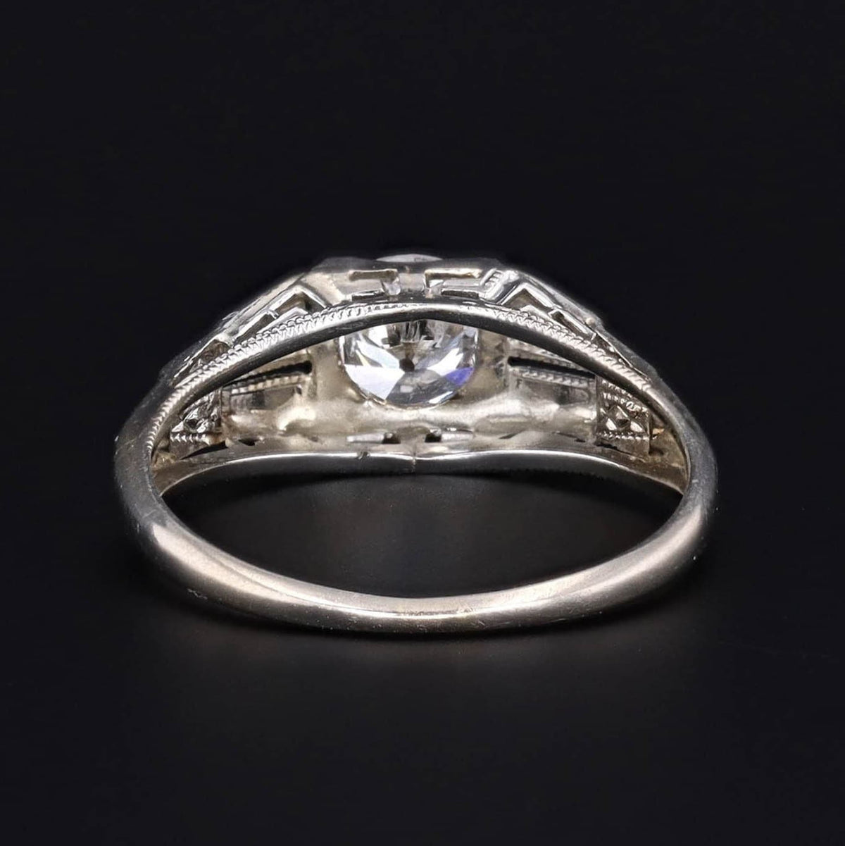 Art Deco Diamond Engagement Ring of 14k White Gold - Trademark Antiques