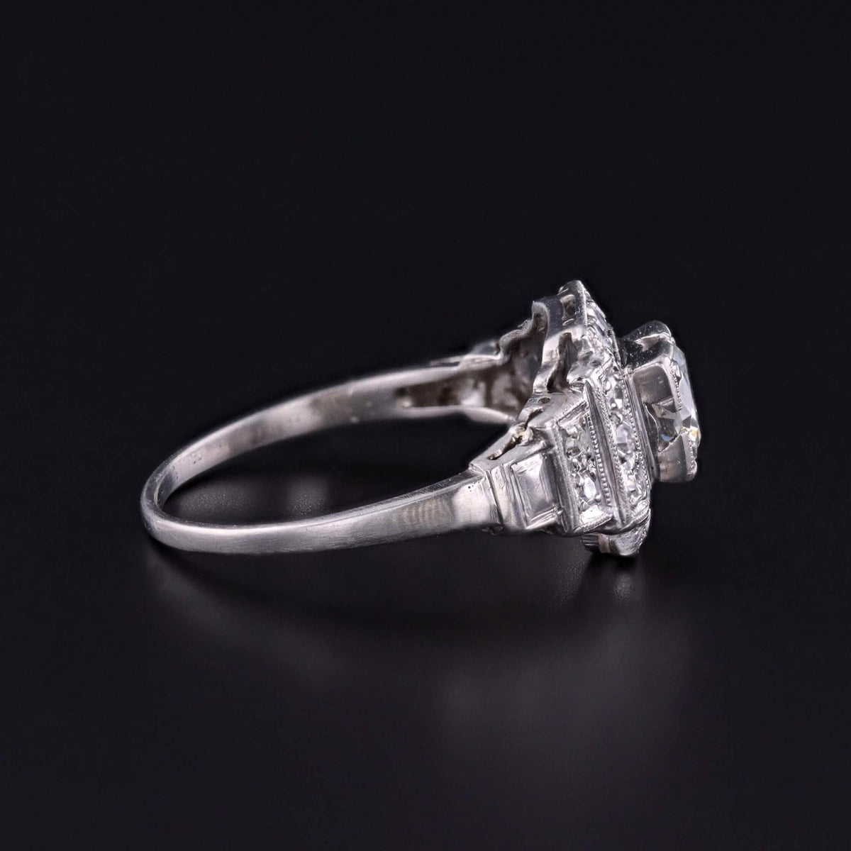 Art Deco Diamond Engagement Ring of Platinum - Trademark Antiques