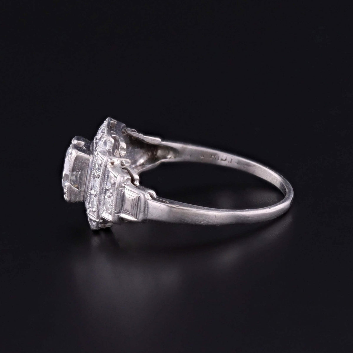 Art Deco Diamond Engagement Ring of Platinum - Trademark Antiques