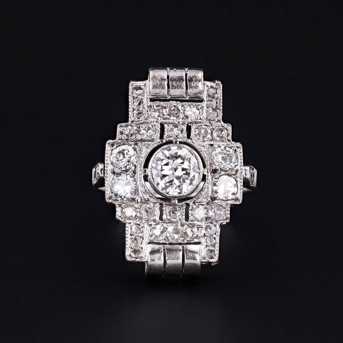 Art Deco Diamond Ring in Platinum - Trademark Antiques