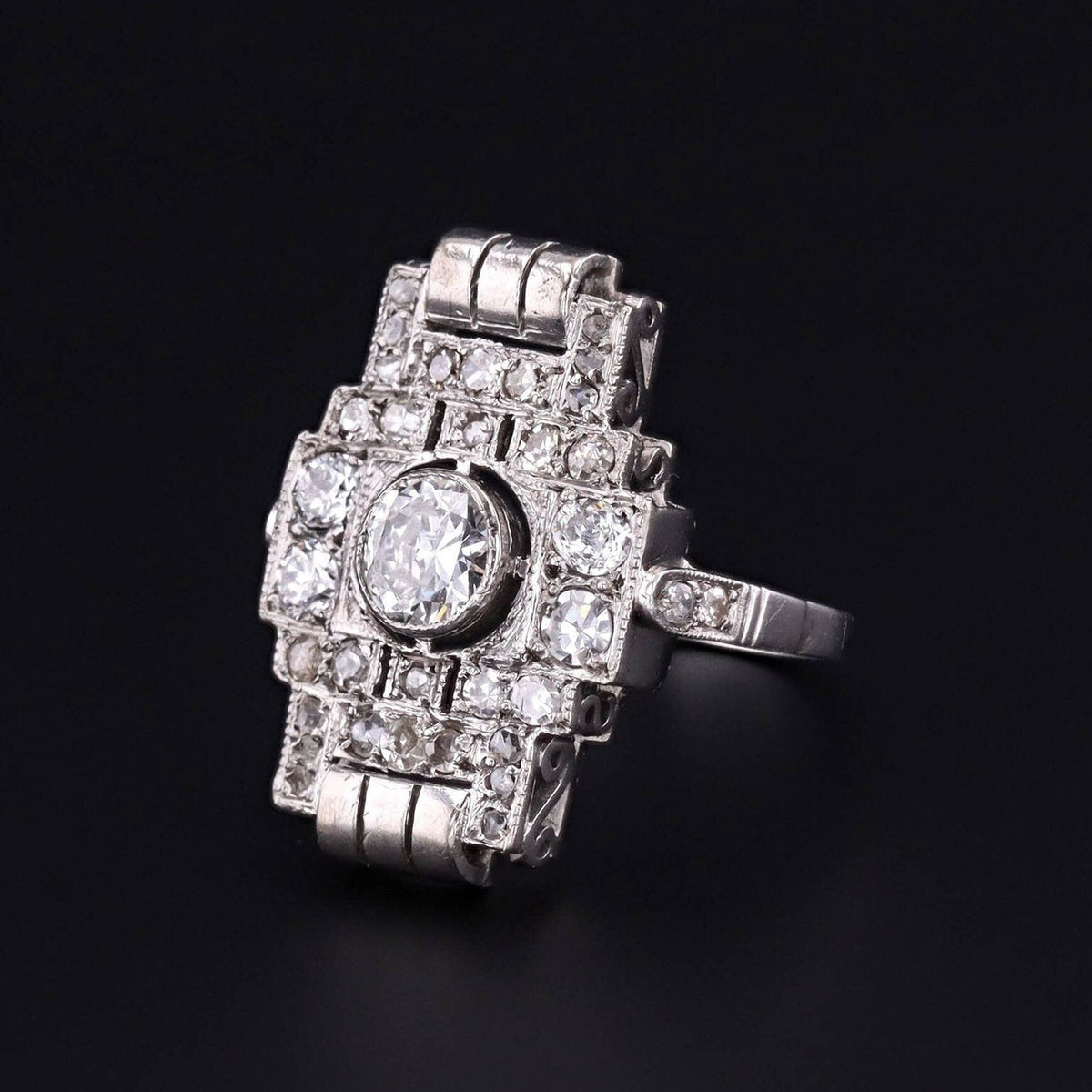 Art Deco Diamond Ring in Platinum - Trademark Antiques