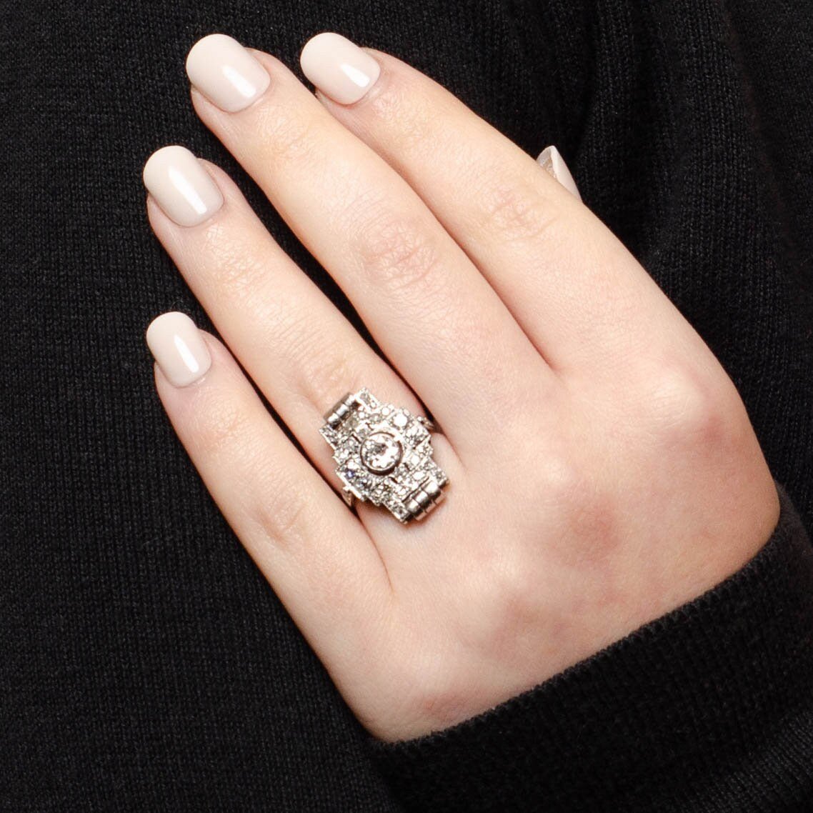 Art Deco Diamond Ring in Platinum - Trademark Antiques