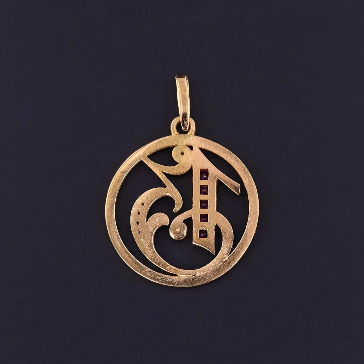 Art Deco Lucky 13 Pendant of 18k Gold - Trademark Antiques