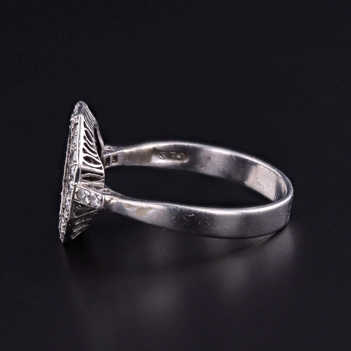 Art Deco Onyx and Diamond Ring of Platinum - Trademark Antiques