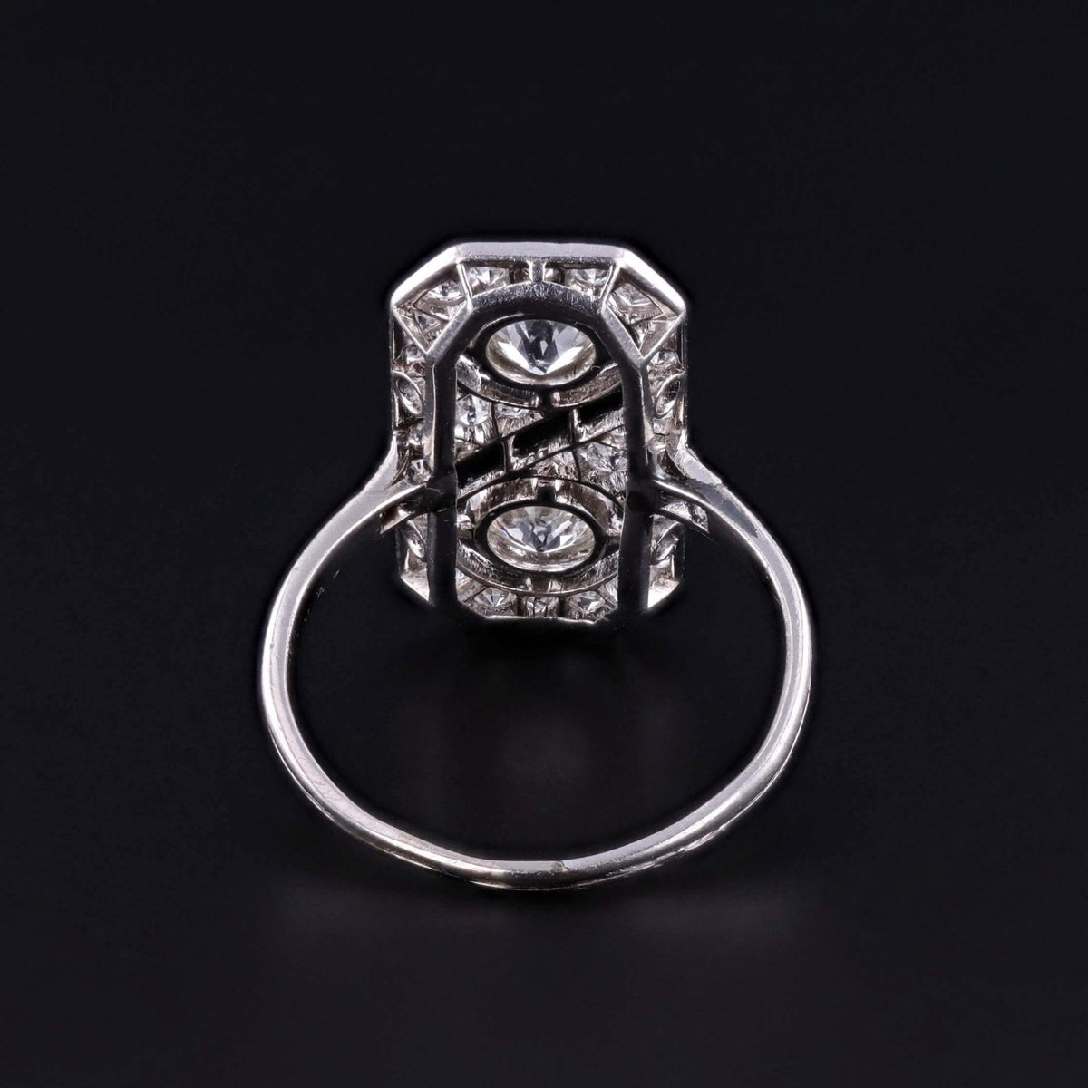 Art Deco Onyx and Diamond Ring of Platinum - Trademark Antiques