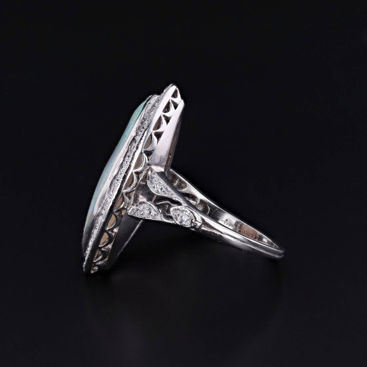 Art Deco Opal and Diamond Ring of Platinum - Trademark Antiques