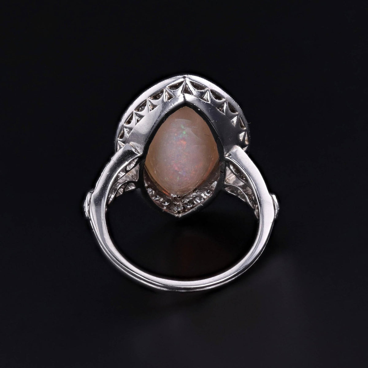 Art Deco Opal and Diamond Ring of Platinum - Trademark Antiques