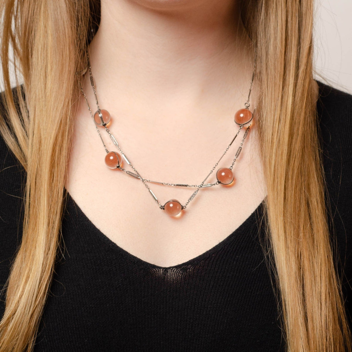 Art Deco Pools of Light Necklace in Sterling Silver - Trademark Antiques