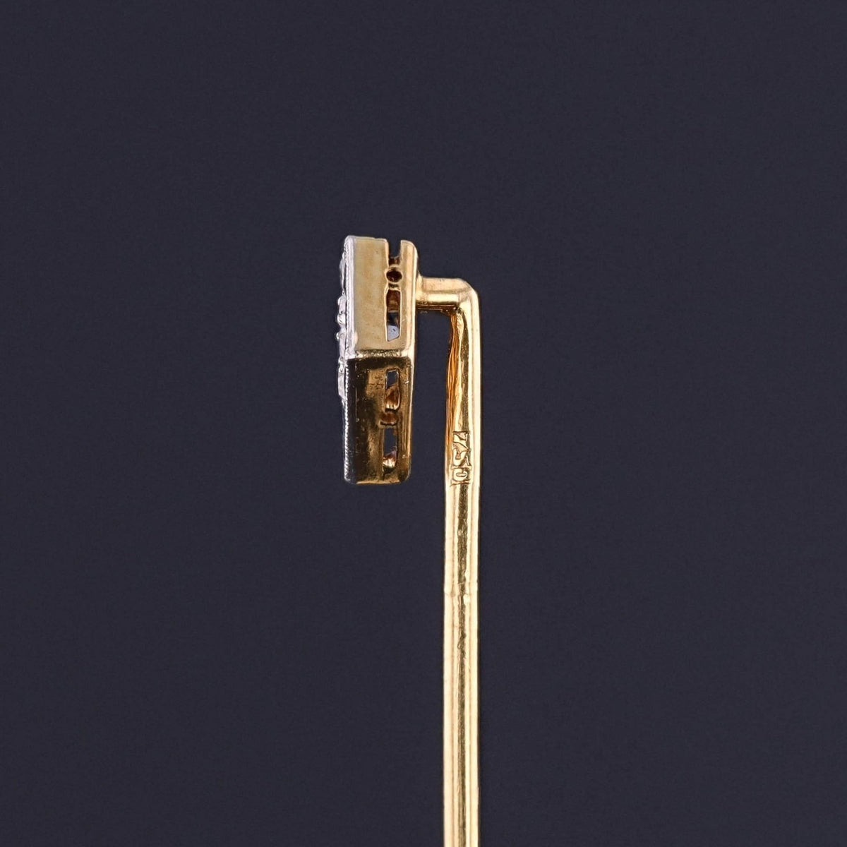 Art Deco Sapphire and Diamond Stickpin of Platinum and 18k Gold - Trademark Antiques