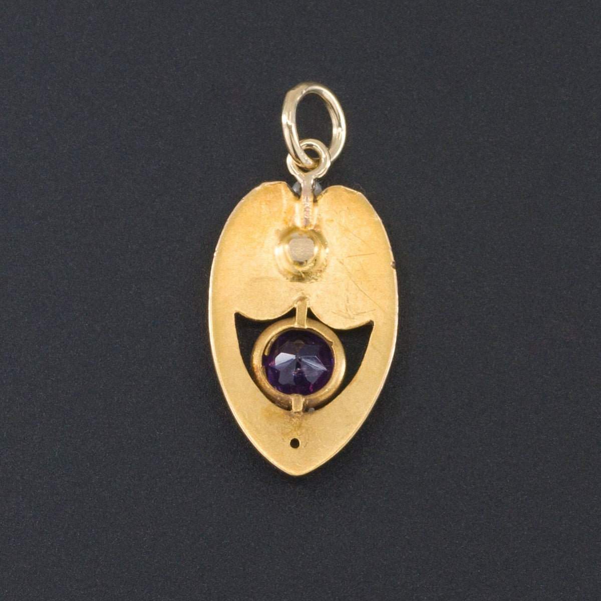 Art Nouveau Amethyst Conversion Charm of 14k Gold - Trademark Antiques
