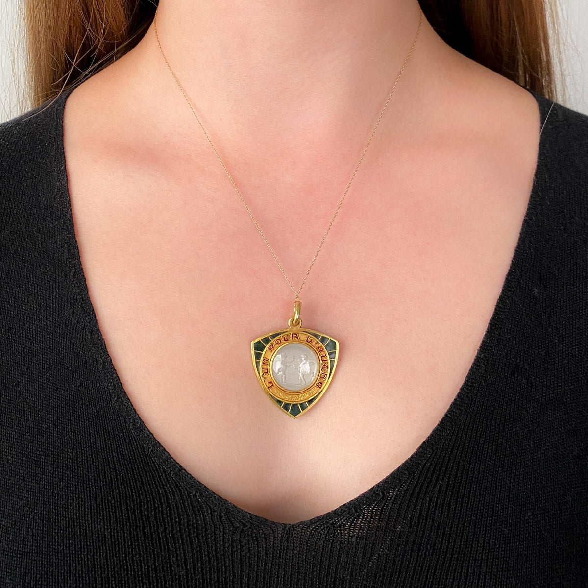 Art Nouveau Cherub Love Token Pendant of 19ct Gold - Trademark Antiques