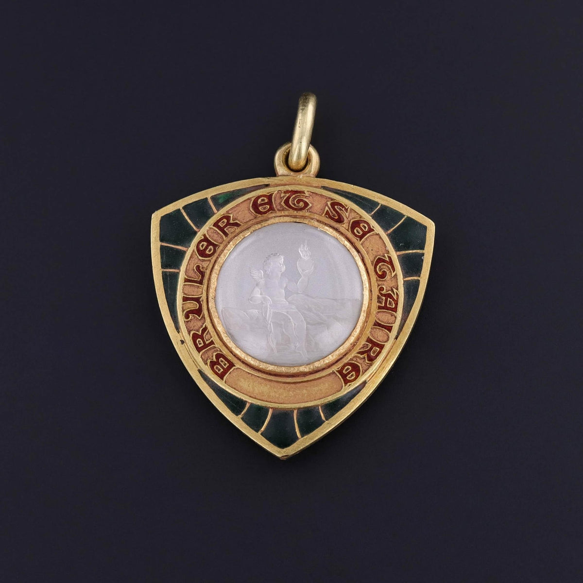 Art Nouveau Cherub Love Token Pendant of 19ct Gold - Trademark Antiques