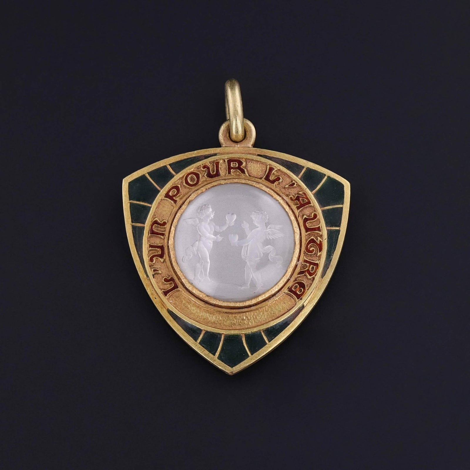 Art Nouveau Cherub Love Token Pendant of 19ct Gold - Trademark Antiques