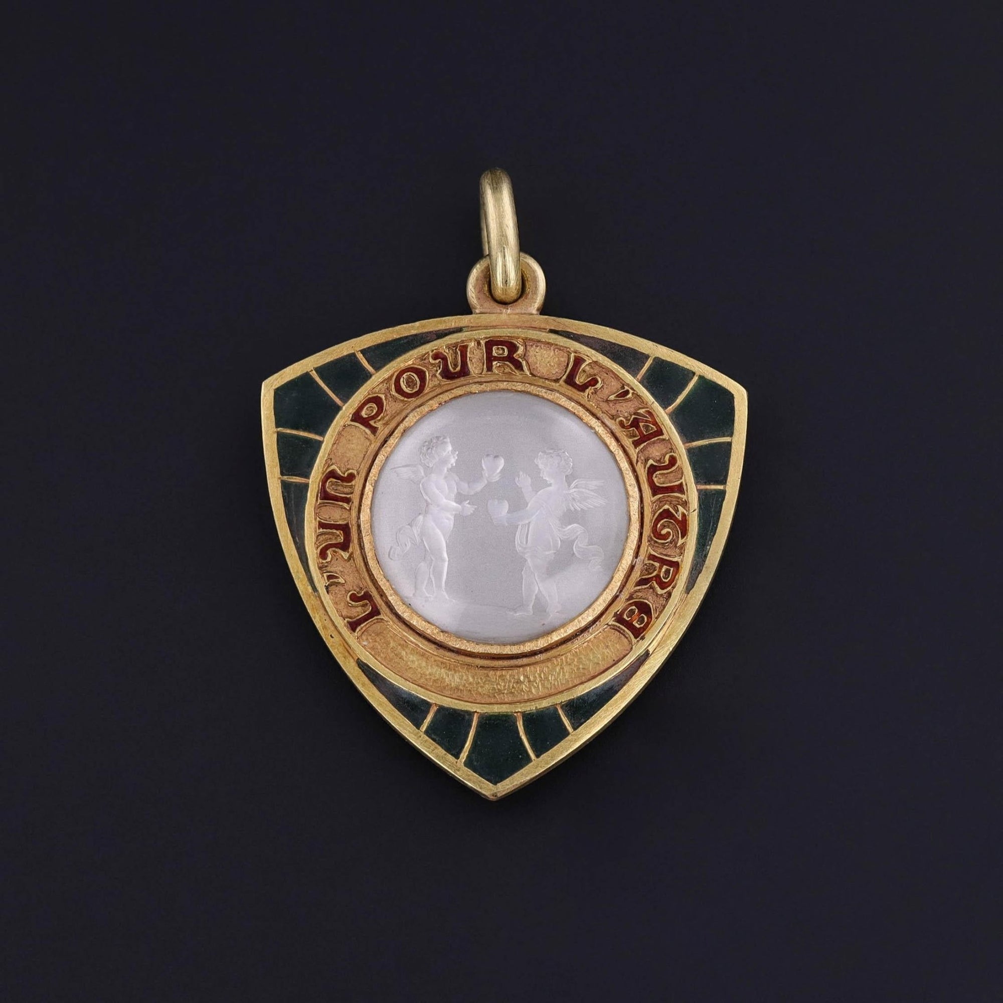 Art Nouveau Cherub Love Token Pendant of 19ct Gold - Trademark Antiques