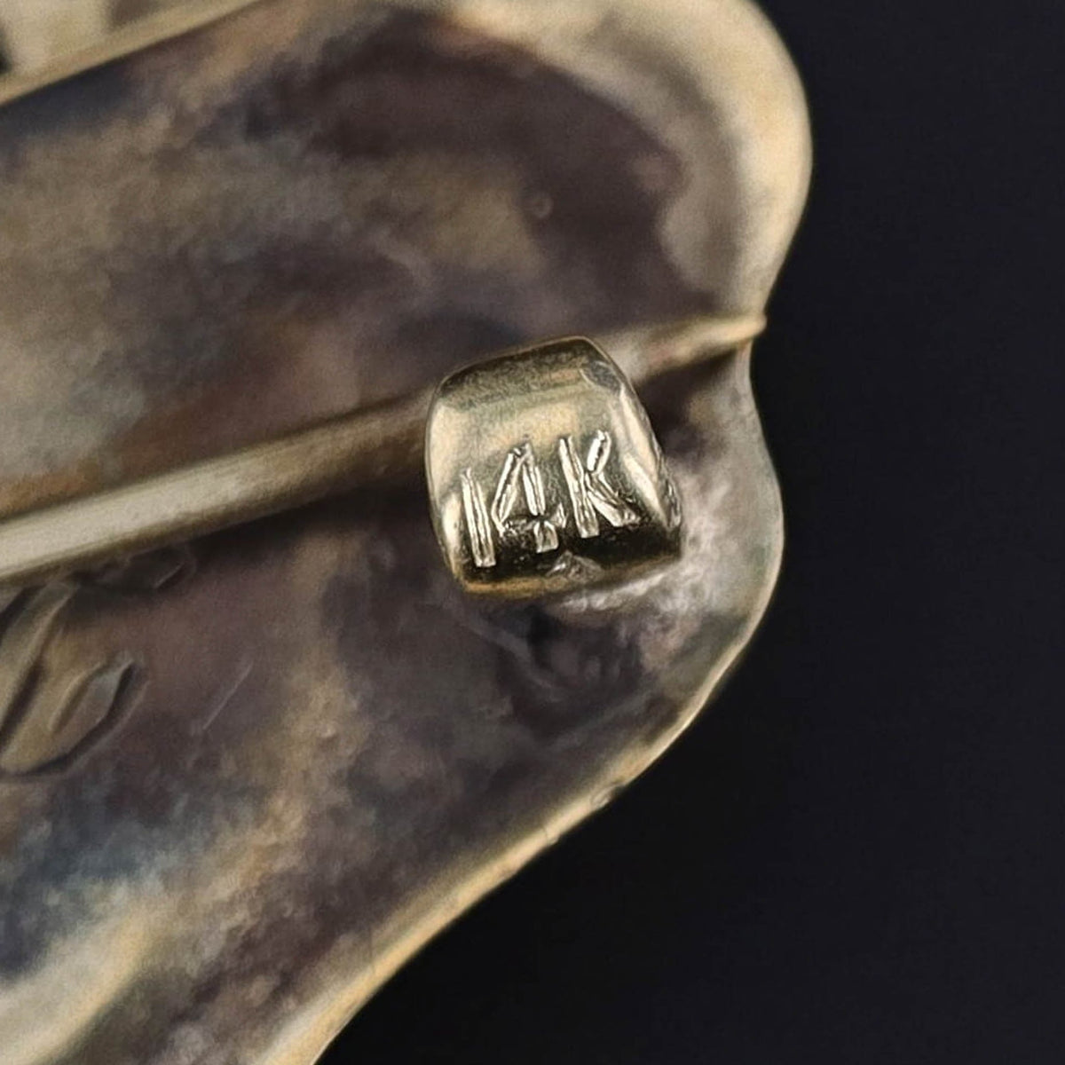 Art Nouveau Diamond and Enamel Brooch of 14k Gold - Trademark Antiques