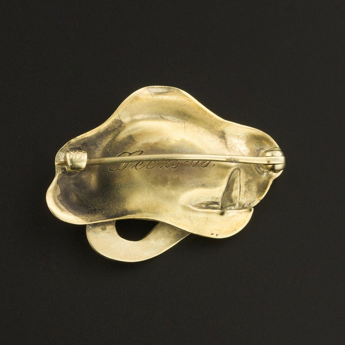 Art Nouveau Diamond and Enamel Brooch of 14k Gold - Trademark Antiques