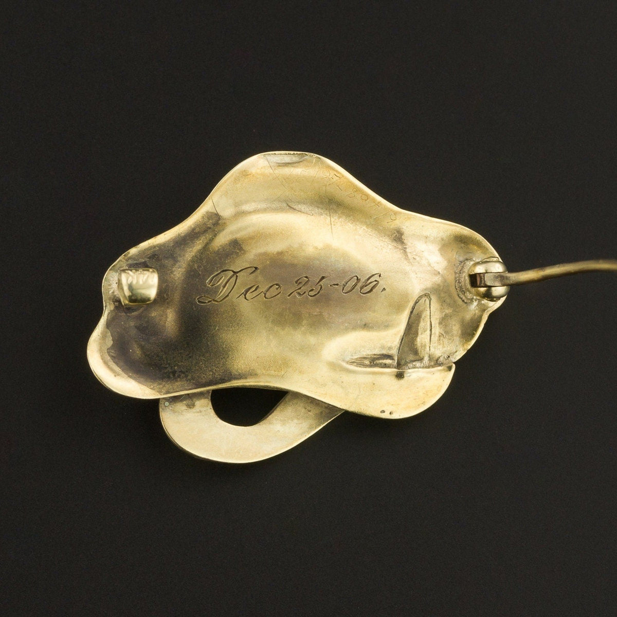 Art Nouveau Diamond and Enamel Brooch of 14k Gold - Trademark Antiques