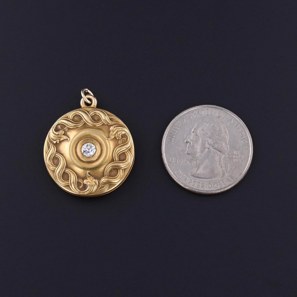 Art Nouveau Diamond Locket of 14k Gold - Trademark Antiques