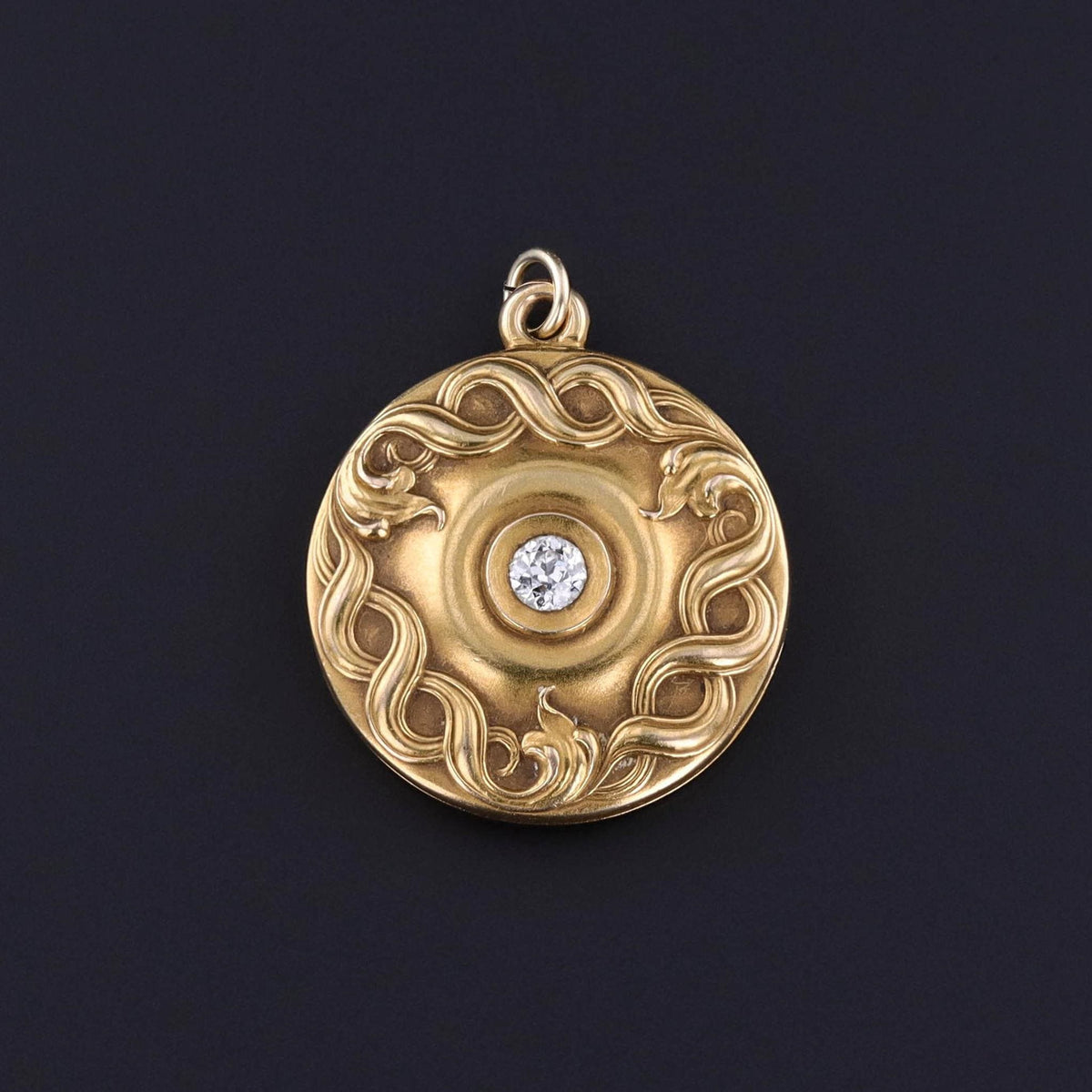 Art Nouveau Diamond Locket of 14k Gold - Trademark Antiques