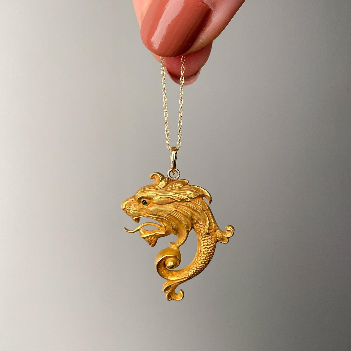 Art Nouveau Dragon Pendant of 14k Gold - Trademark Antiques