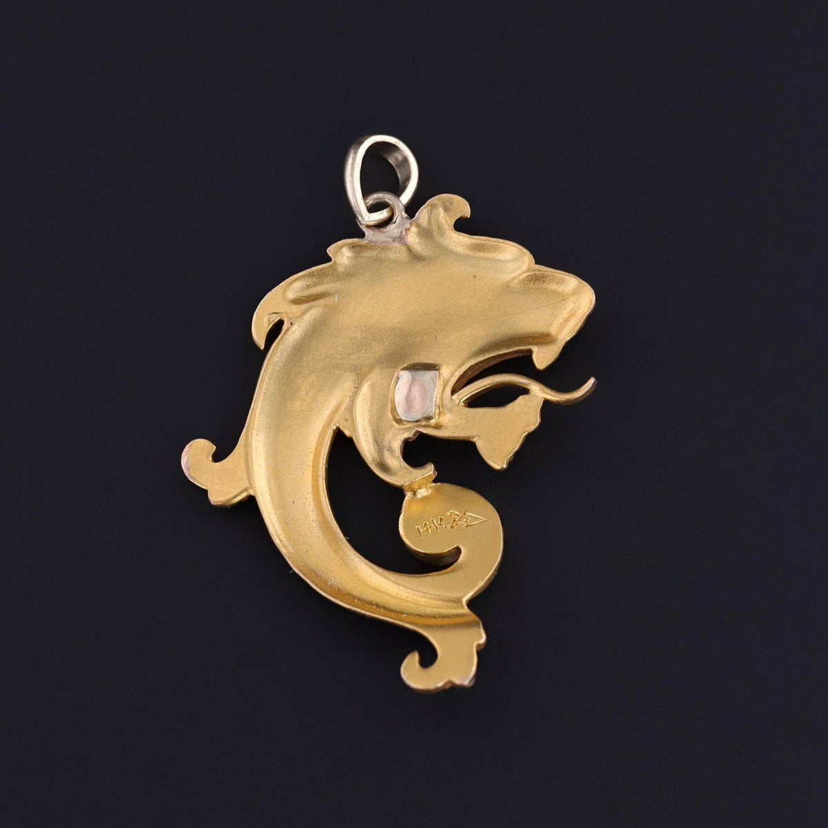Art Nouveau Dragon Pendant of 14k Gold - Trademark Antiques