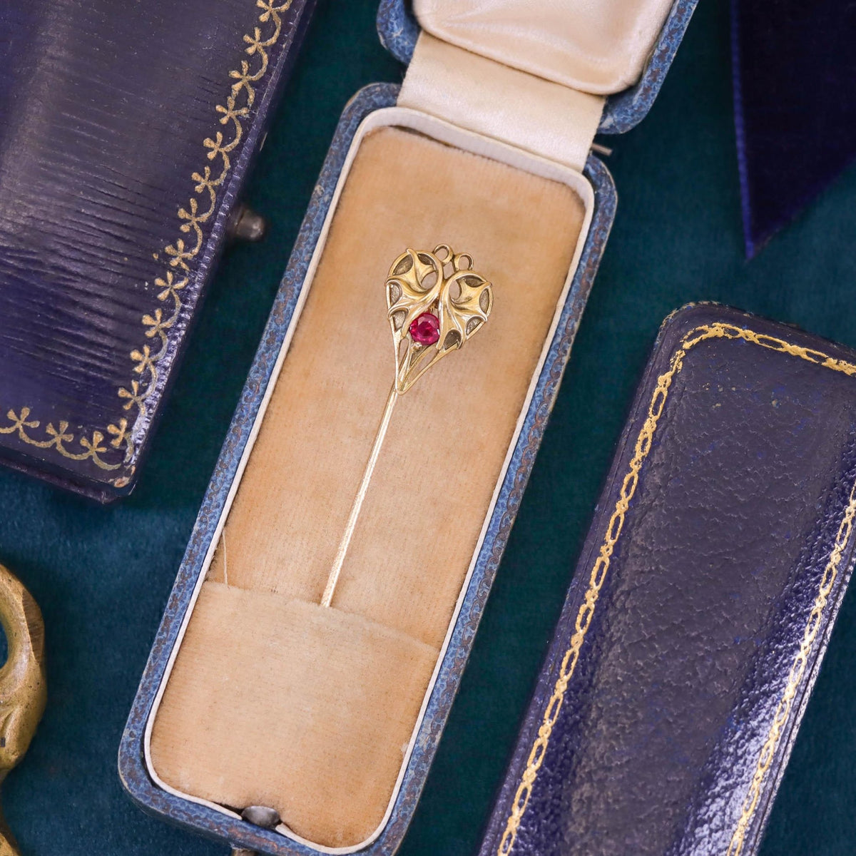 Art Nouveau Dragon Stickpin of 14k Gold - Trademark Antiques