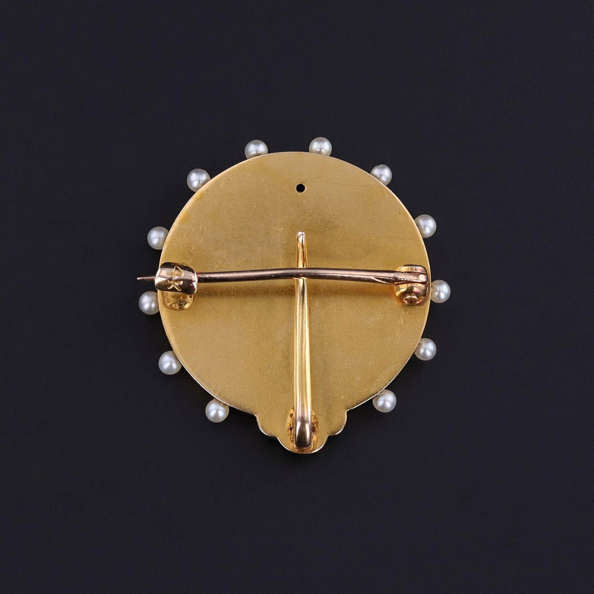 Art Nouveau Enamel Lady Brooch of 14k Gold in Original Box - Trademark Antiques