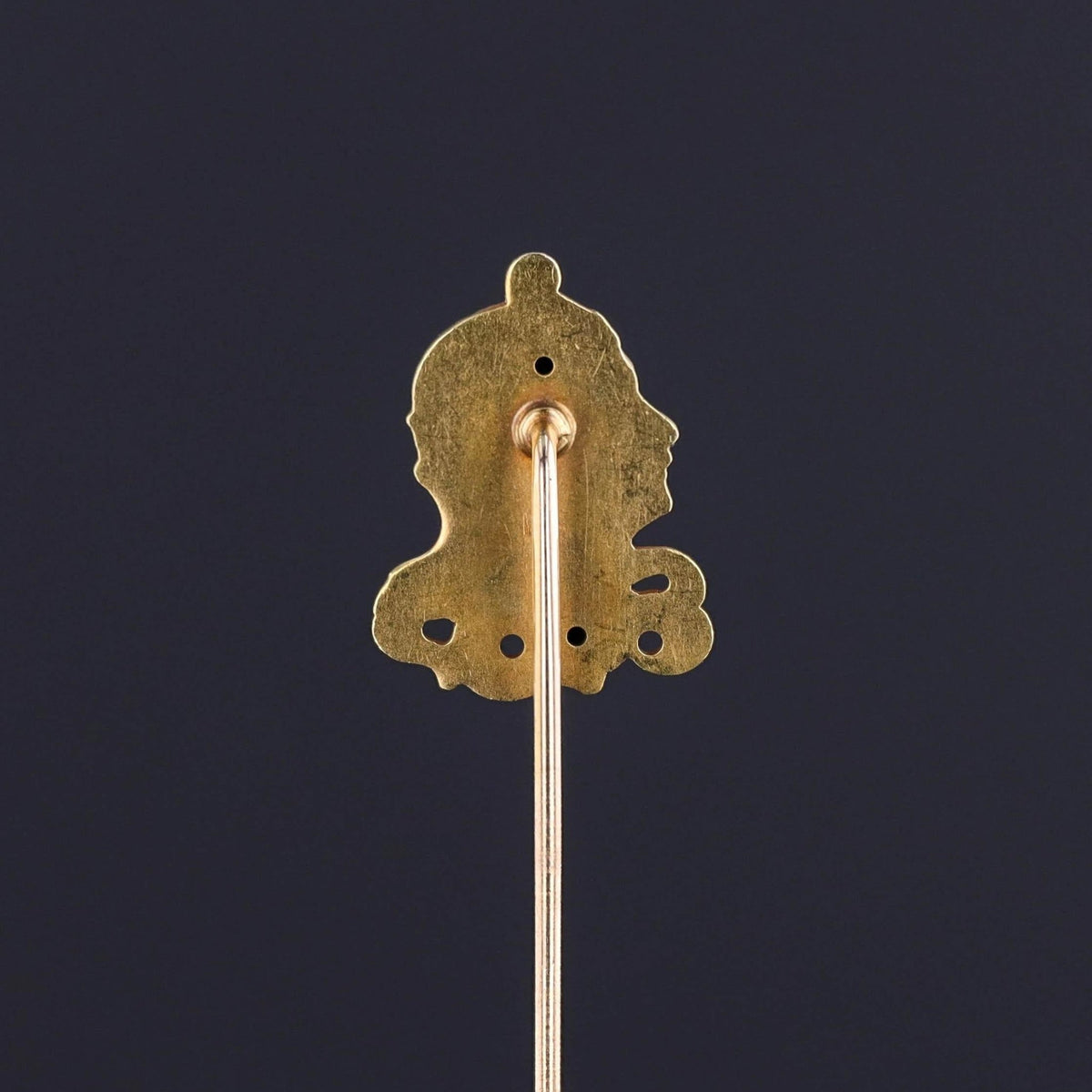 Art Nouveau Enamel Lady Stickpin of 18k Gold - Trademark Antiques