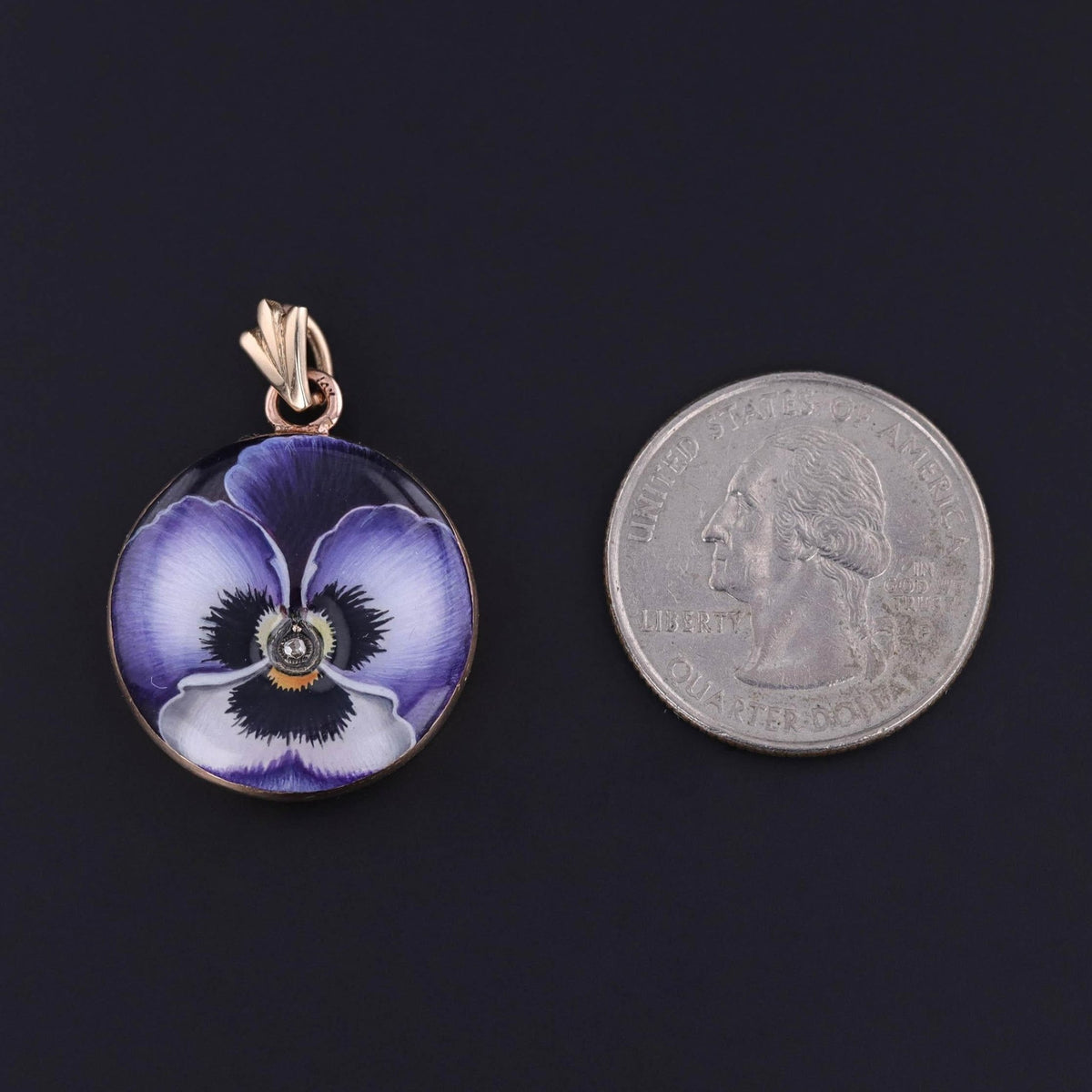 Art Nouveau Enamel Pansy Pendant of 14k Gold - Trademark Antiques