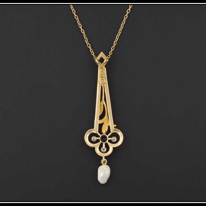 Art Nouveau Enamel Pendant of 14k Gold - Trademark Antiques