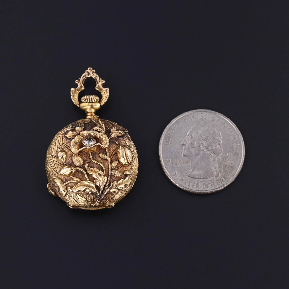 Art Nouveau Floral Pocket Watch of 14k Gold - Trademark Antiques