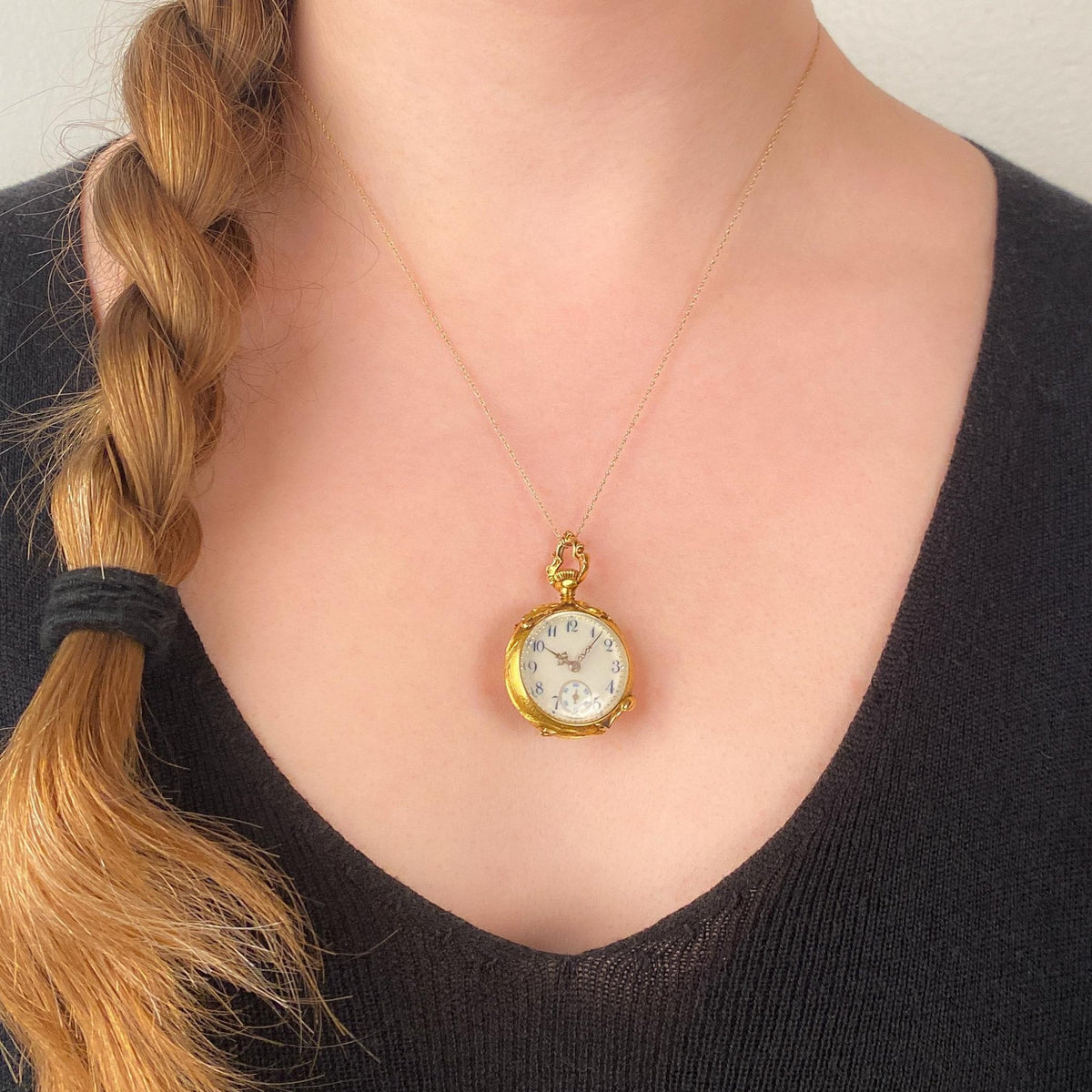 Art Nouveau Floral Pocket Watch of 14k Gold - Trademark Antiques
