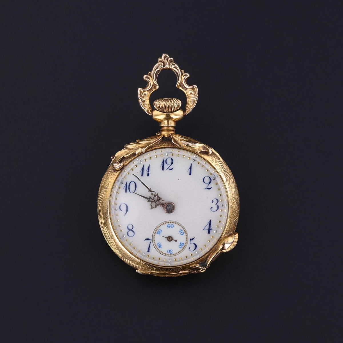Art Nouveau Floral Pocket Watch of 14k Gold - Trademark Antiques