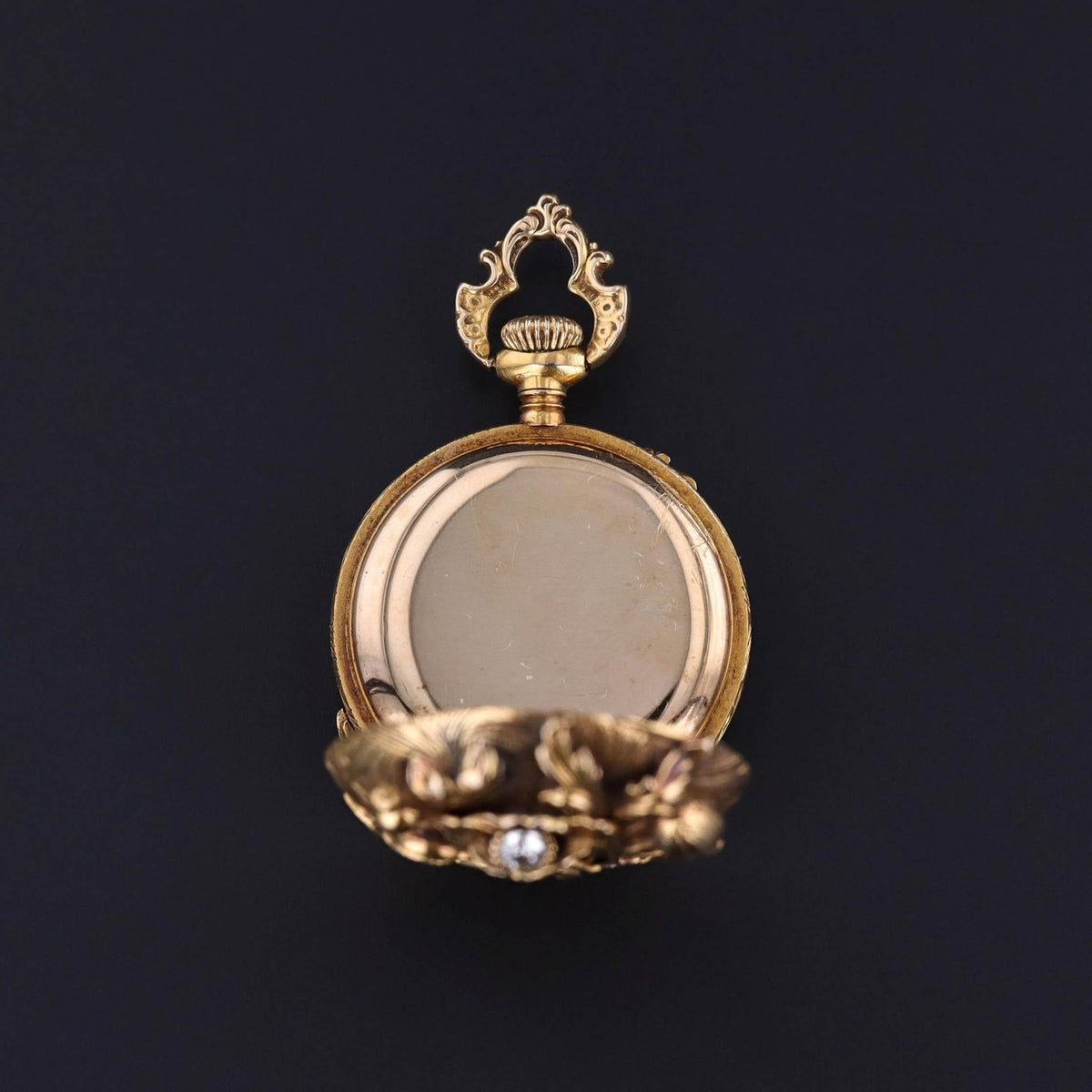 Art Nouveau Floral Pocket Watch of 14k Gold - Trademark Antiques