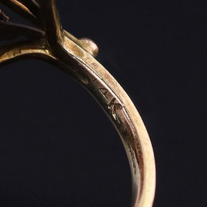 Art Nouveau Fresh Water Pearl Ring of 12k Gold - Trademark Antiques