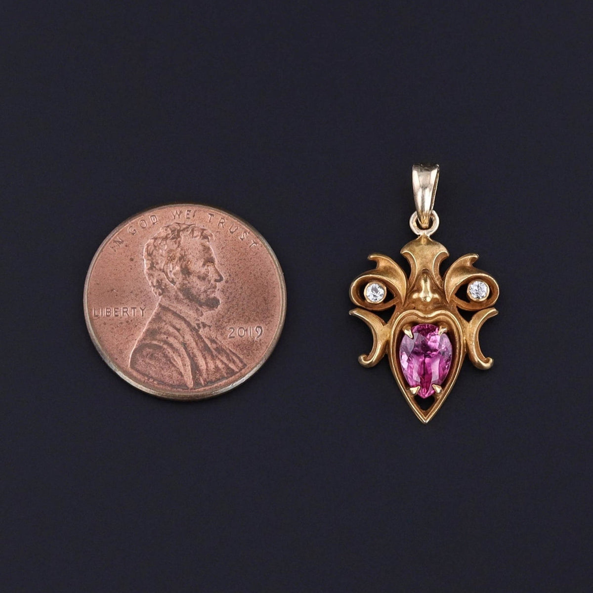 Art Nouveau Gargoyle Pendant of 14k Gold - Trademark Antiques