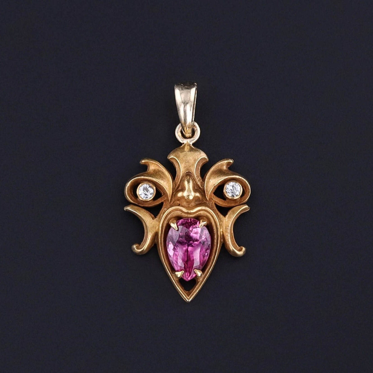 Art Nouveau Gargoyle Pendant of 14k Gold - Trademark Antiques