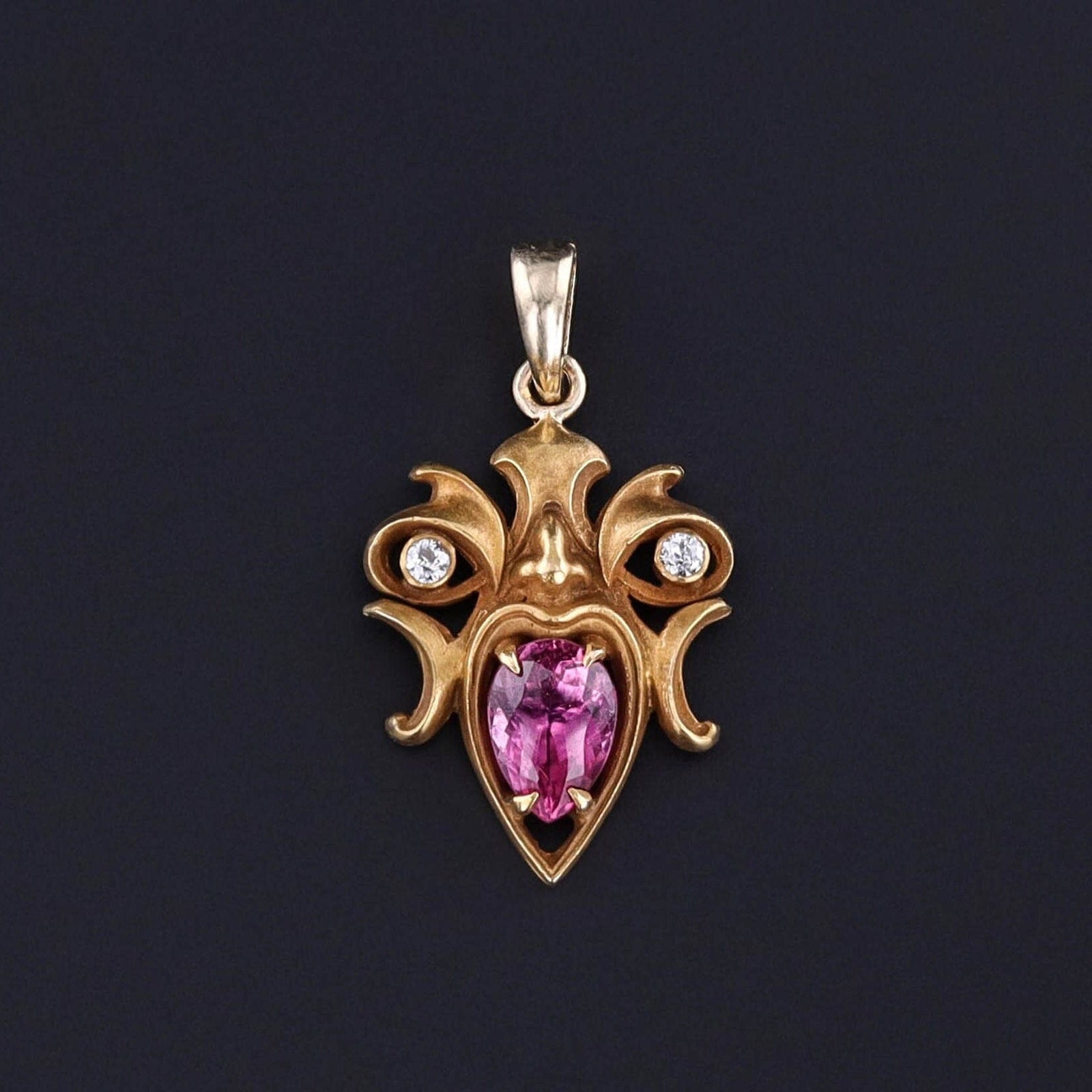 Art Nouveau Gargoyle Pendant of 14k Gold - Trademark Antiques