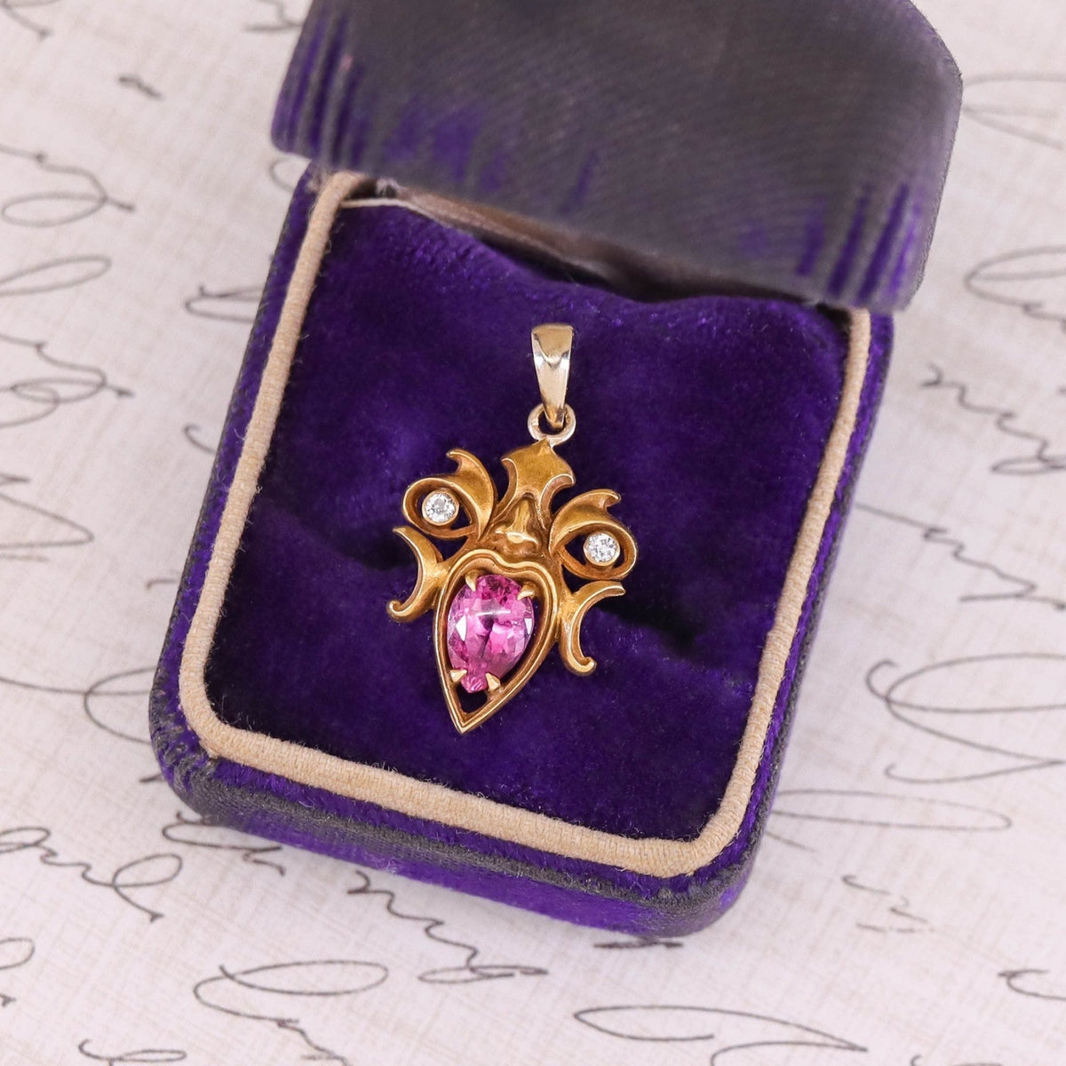 Art Nouveau Gargoyle Pendant of 14k Gold - Trademark Antiques