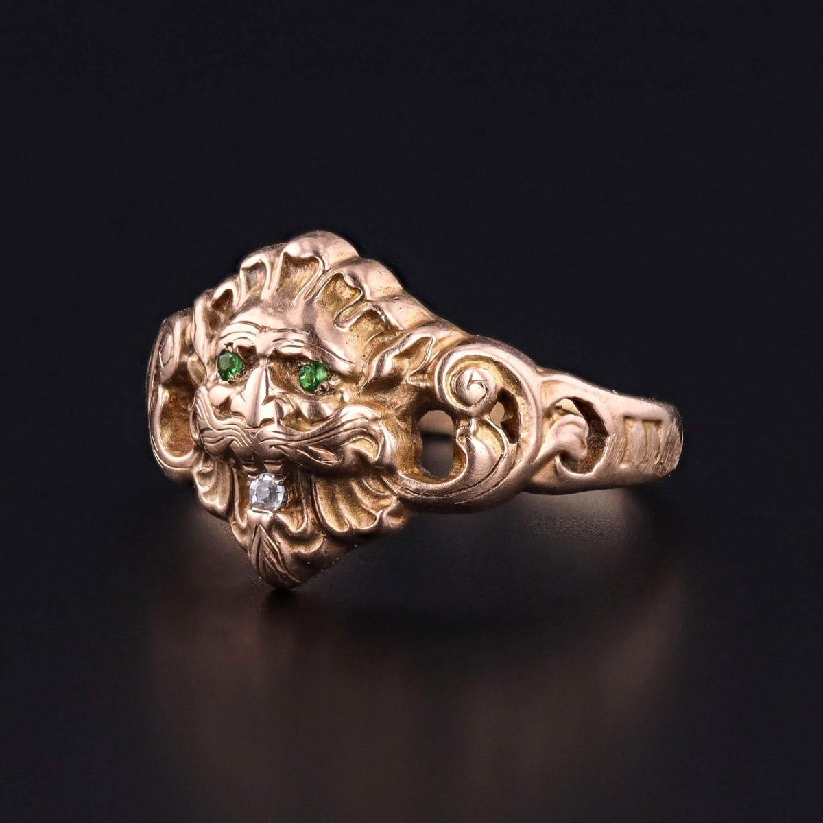 Art Nouveau Greenman Ring of 10k Gold - Trademark Antiques