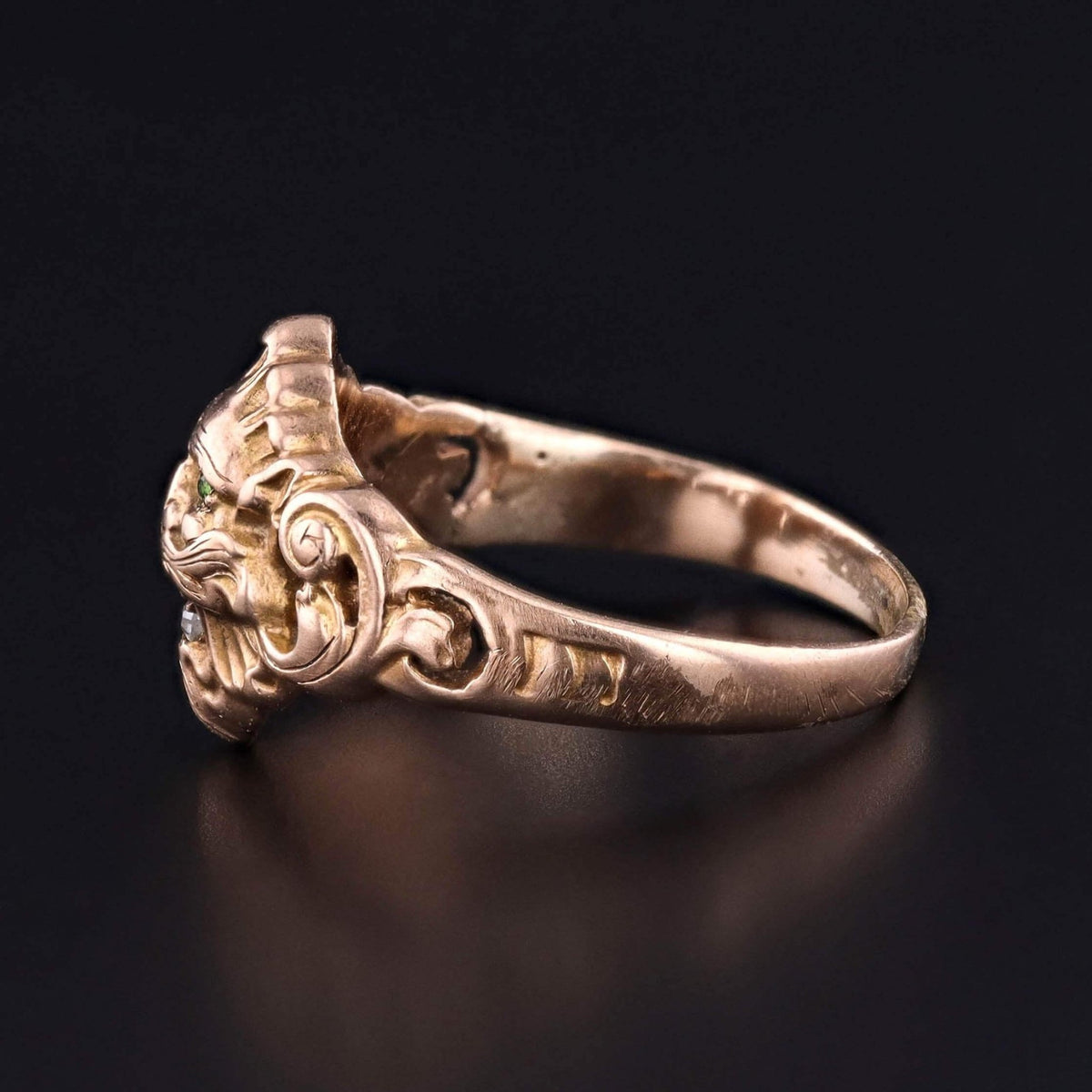 Art Nouveau Greenman Ring of 10k Gold - Trademark Antiques