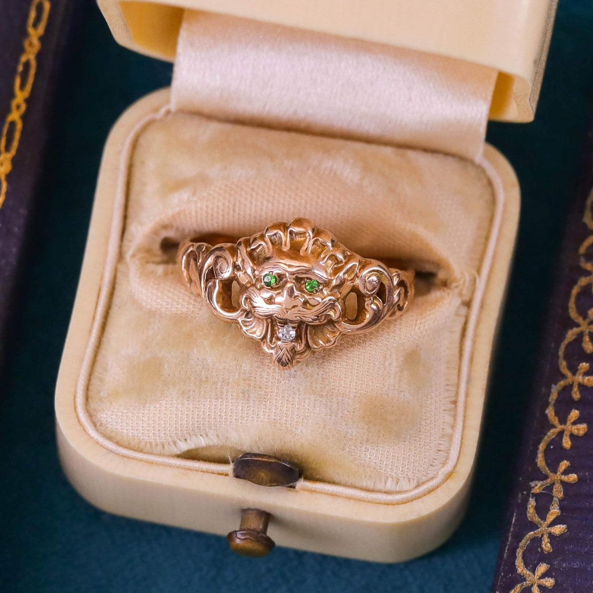 Art Nouveau Greenman Ring of 10k Gold - Trademark Antiques