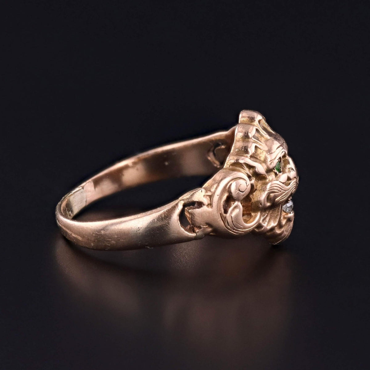 Art Nouveau Greenman Ring of 10k Gold - Trademark Antiques