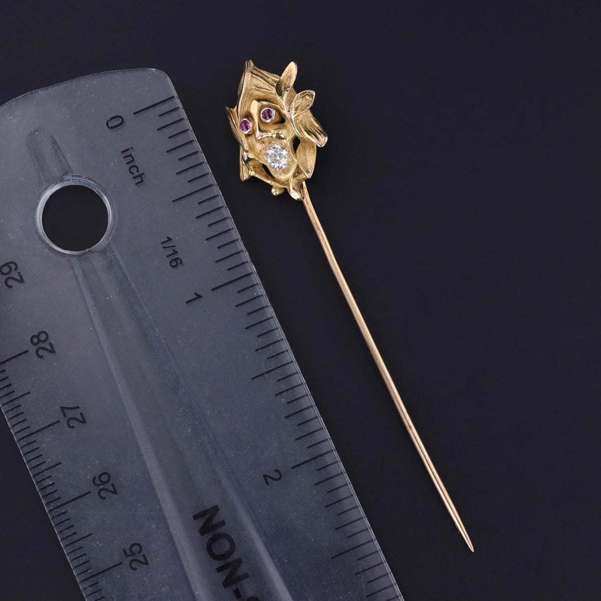 Art Nouveau Greenman Stickpin of 14k Gold - Trademark Antiques